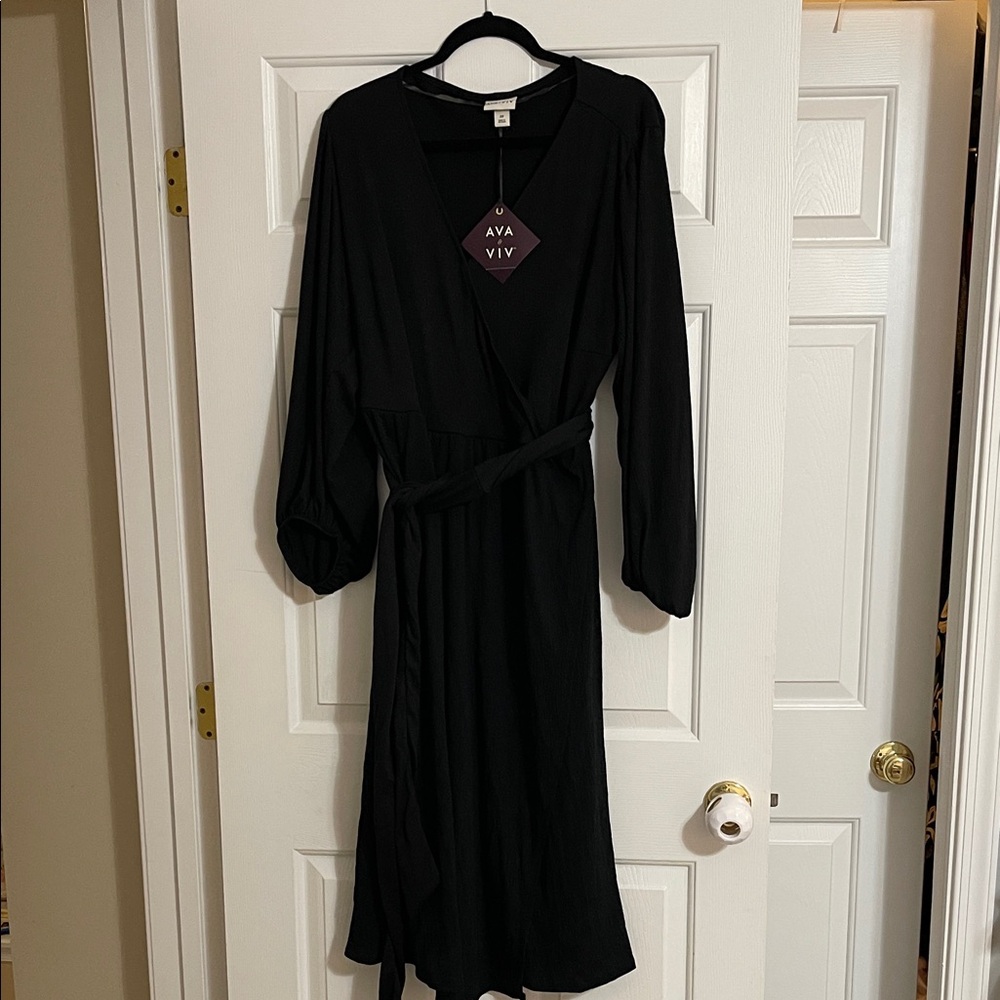 Ava & Viv Elegant Black Wrap Dress
